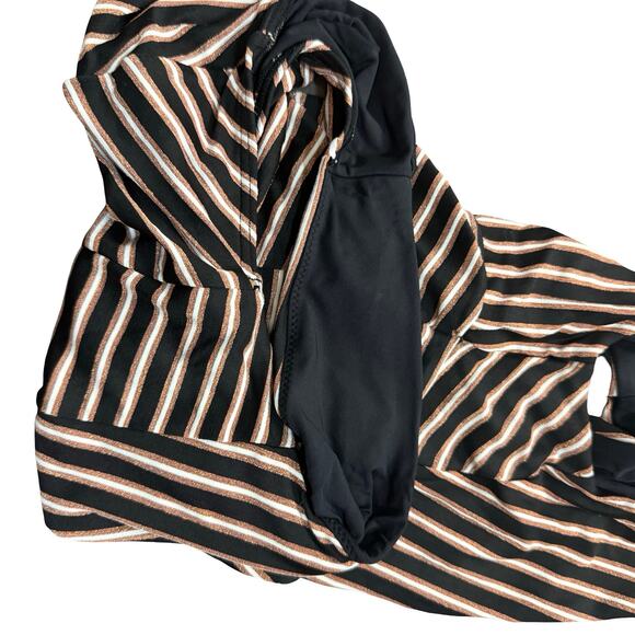 L Space Black Rose Gold White Striped Deep V Neck One Piece Swimsuit size 4 - Picture 6 of 11